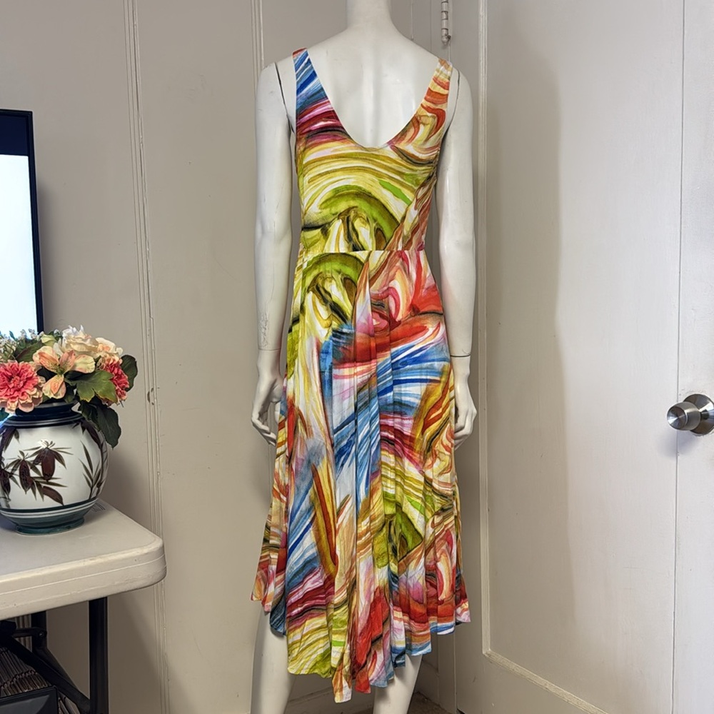 Jams World Sleeveless Dress EROS BOHO Colorful Hi-Low Empire Waist Sz M - Picture 5 of 12